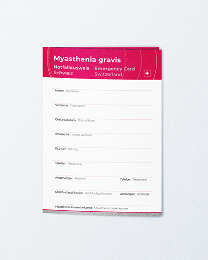 Notfallausweis für Myasthenia gravis | Schweiz