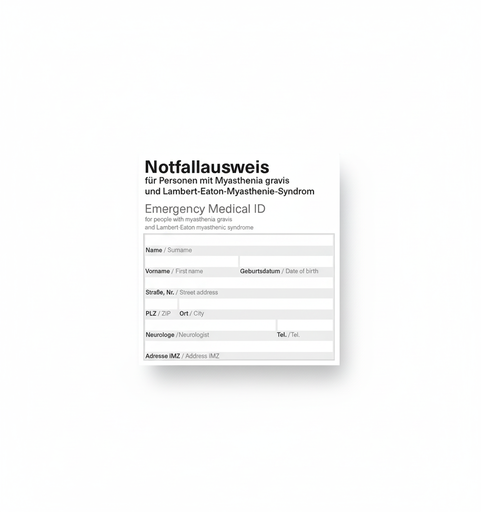 Notfallausweis für Myasthenia gravis und das Lambert-Eaton-Myasthenie-Syndrom